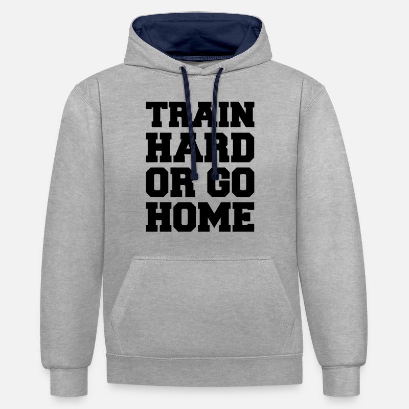 train_hard_or_go_home - Sweat à capuche contrasté - gris chiné/bleu marine