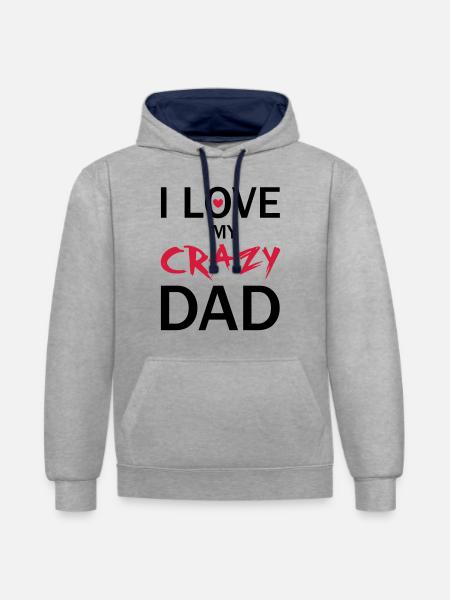 Love Dad - Kontrast-Hoodie - Grau meliert/Navy