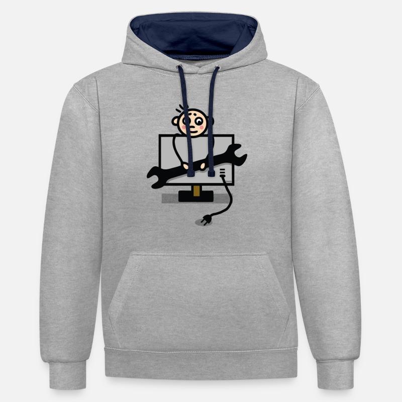 Fernsehtechniker - Kontrast-Hoodie - Grau meliert/Navy