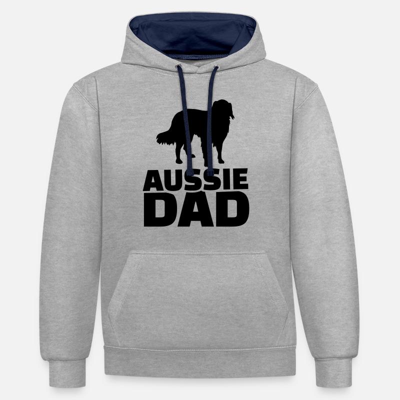 Aussie - Kontrast-Hoodie - Grau meliert/Navy