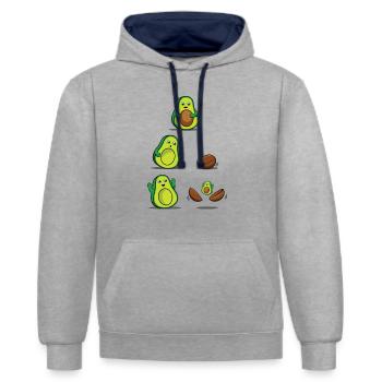 Avocado Mom für Schwangerschaft Mamacado Lovers - Kontrast-Hoodie - Grau meliert/Navy - Vorne - Liana (172cm) & Jaron (178cm)