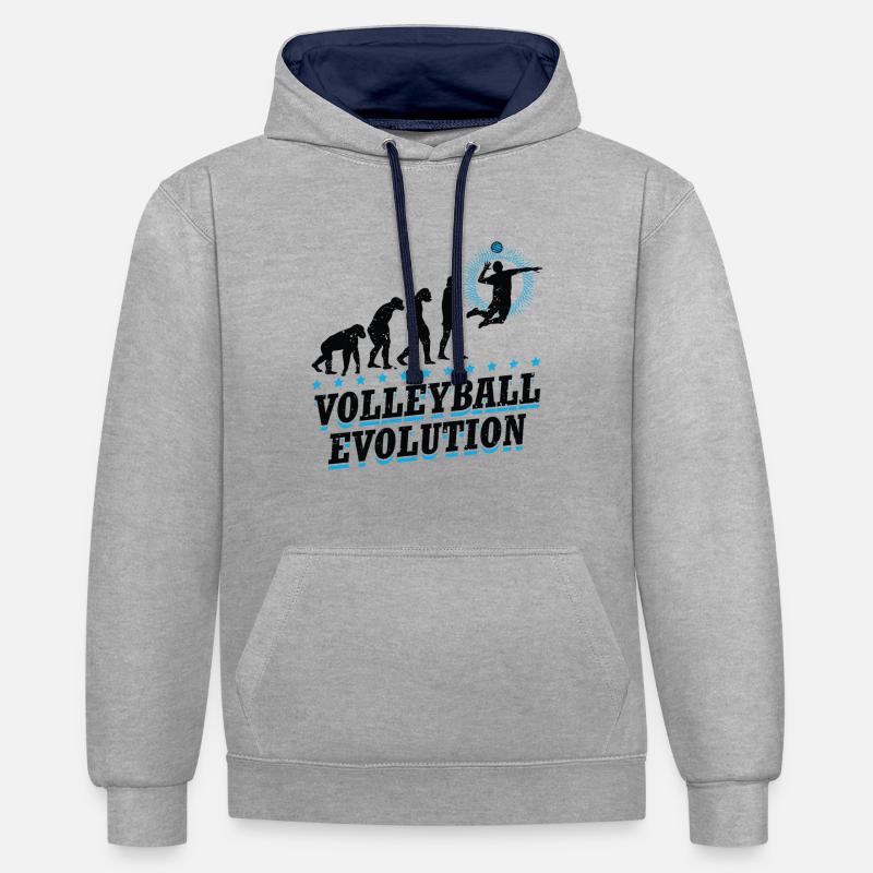 Evolution Volley-ball Equipe beach volley - Sweat à capuche contrasté - gris chiné/bleu marine