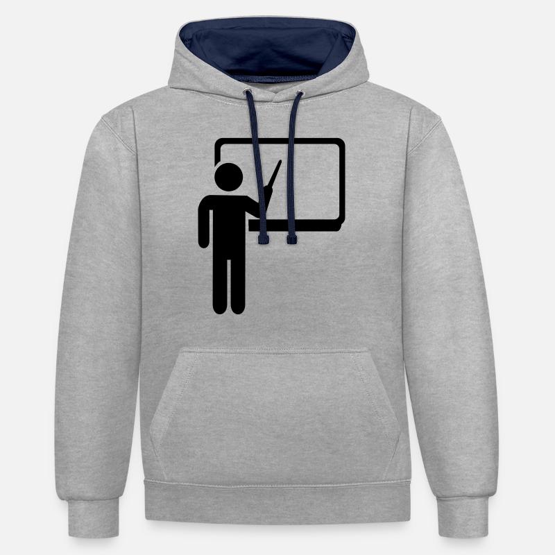 Lehrer - Kontrast-Hoodie - Grau meliert/Navy