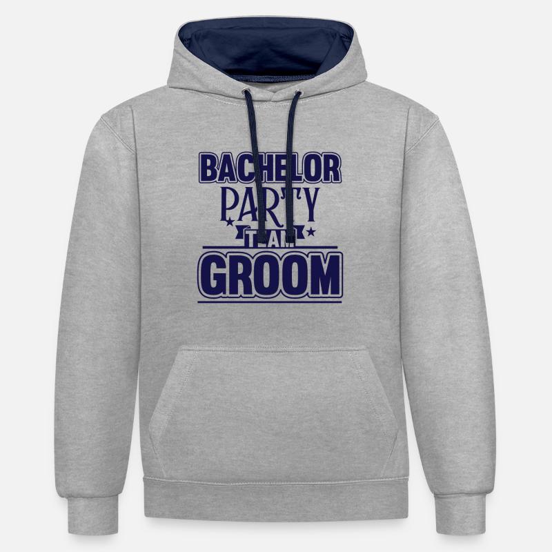 Groom Team Bachelor Party - Sweat à capuche contrasté - gris chiné/bleu marine