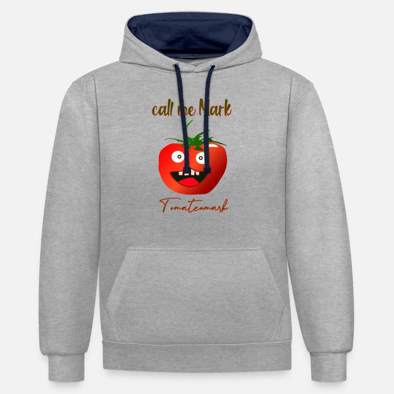 Pâte de tomate - Sweat à capuche contrasté - gris chiné/bleu marine
