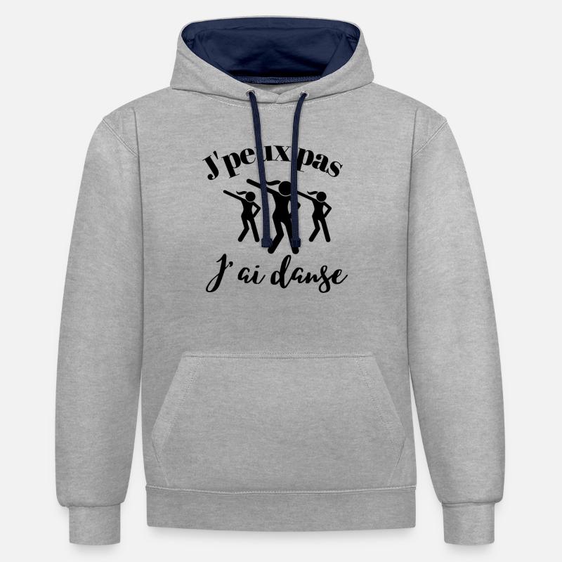 J'peux pas j'ai danse - Sweat à capuche contrasté - gris chiné/bleu marine