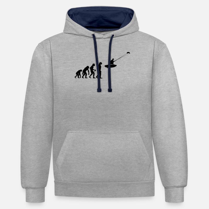 Evolution Kitesurf kitesurf nautique - Sweat à capuche contrasté - gris chiné/bleu marine