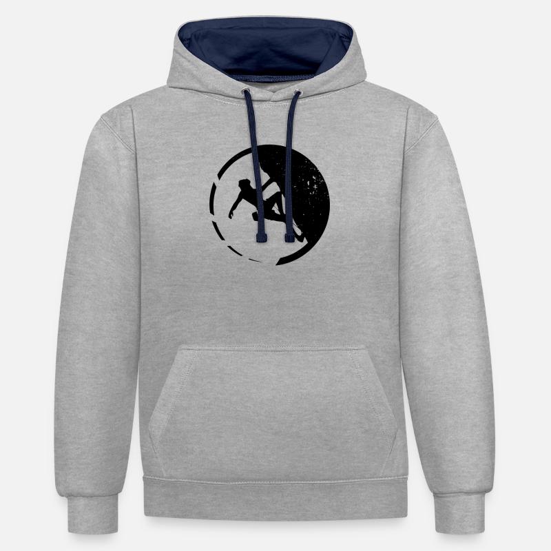 Escalade Alpiniste Alpiniste Boulderi - Sweat à capuche contrasté - gris chiné/bleu marine