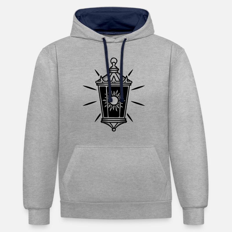 Lanterne solaire - Sweat à capuche contrasté - gris chiné/bleu marine