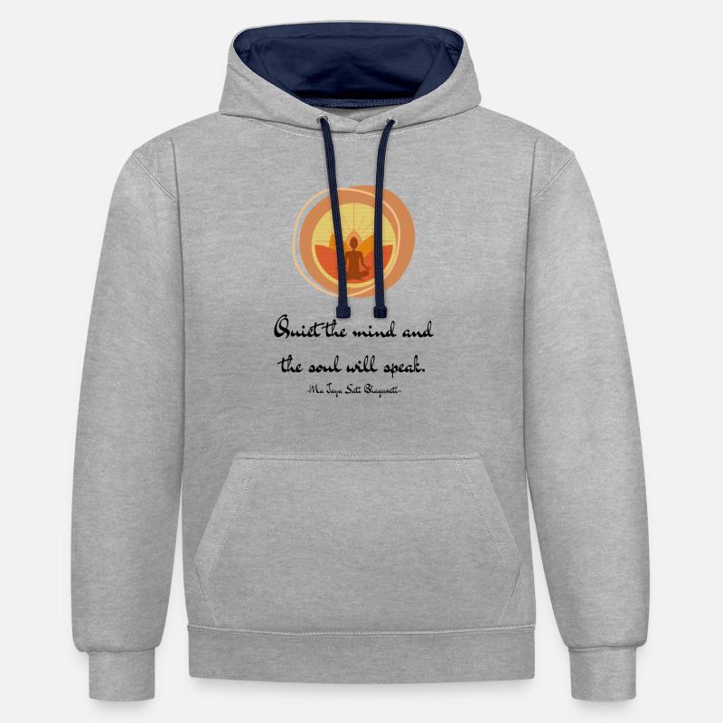 Calmez l’ et l’âme parlera - Sweat à capuche contrasté - gris chiné/bleu marine