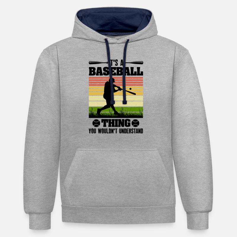 C’est un maillot de baseball - Sweat à capuche contrasté - gris chiné/bleu marine
