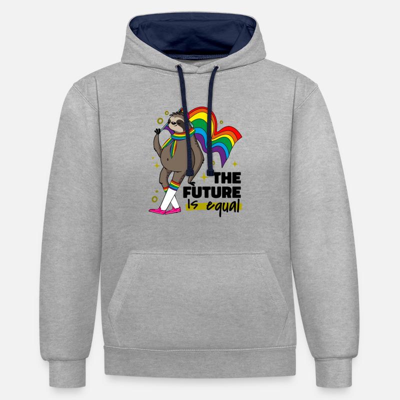 The Future is equal - Kontrast-Hoodie - Grau meliert/Navy