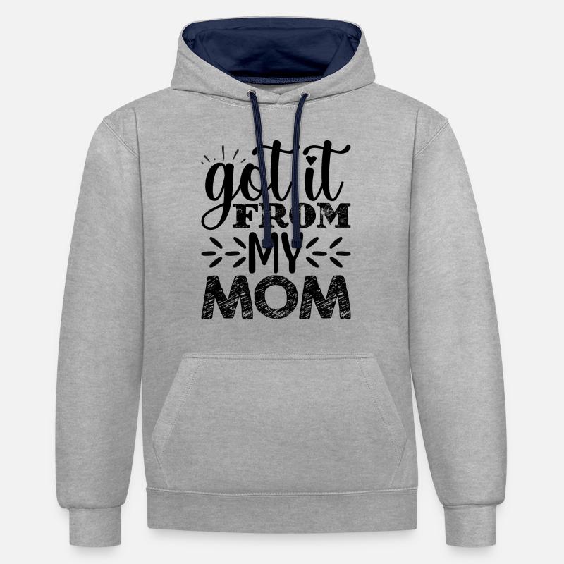 Obtenez-le de ma mère - Sweat à capuche contrasté - gris chiné/bleu marine