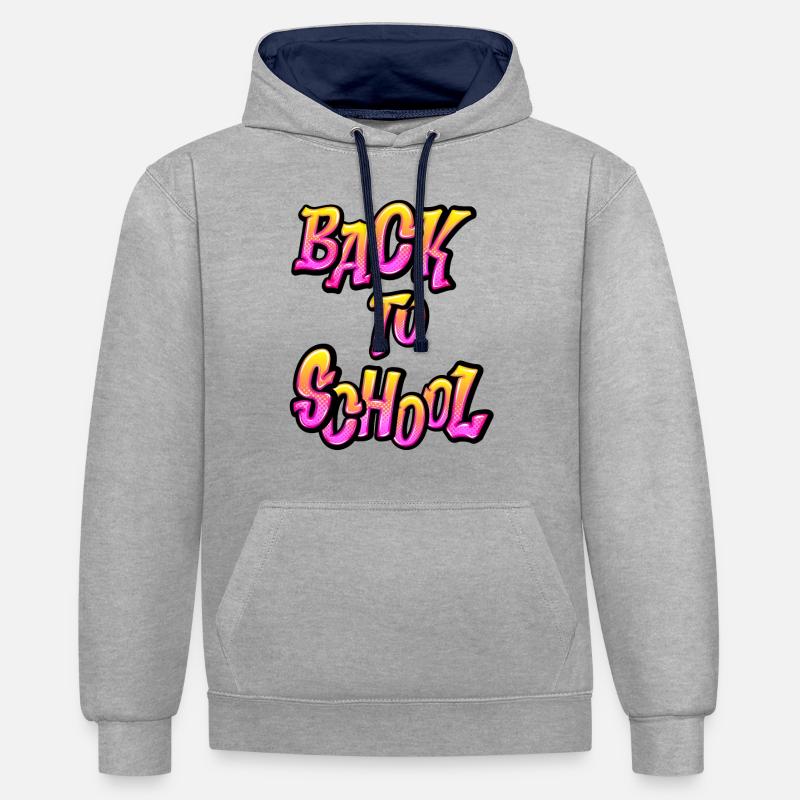 Retour à l’école Cool Design - Sweat à capuche contrasté - gris chiné/bleu marine