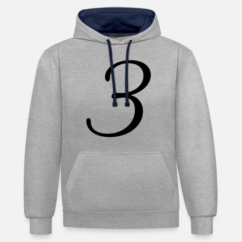 3 - Sweat à capuche contrasté - gris chiné/bleu marine