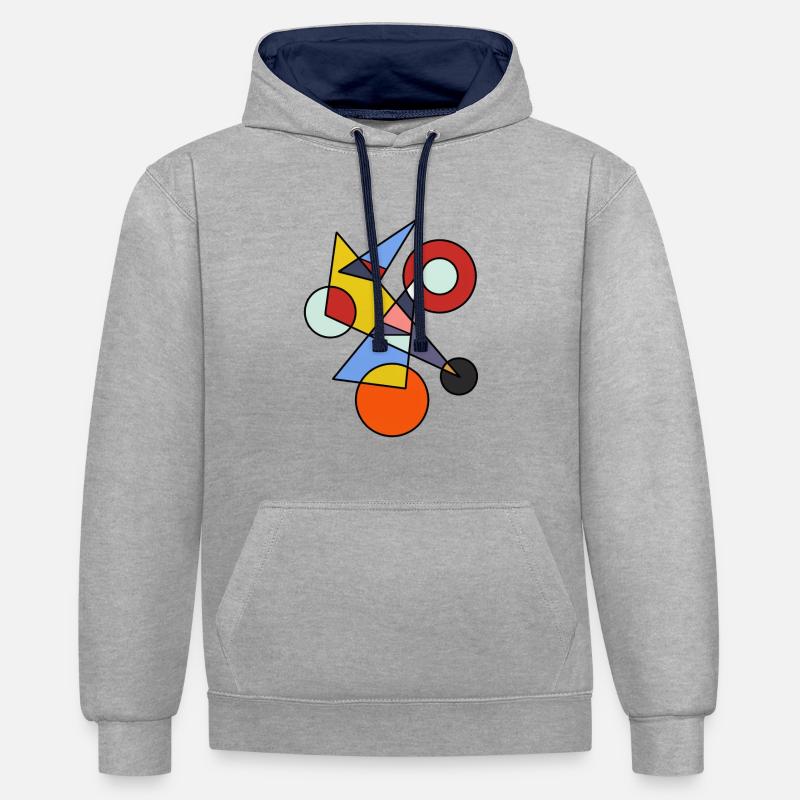 Art moderne - Sweat à capuche contrasté - gris chiné/bleu marine