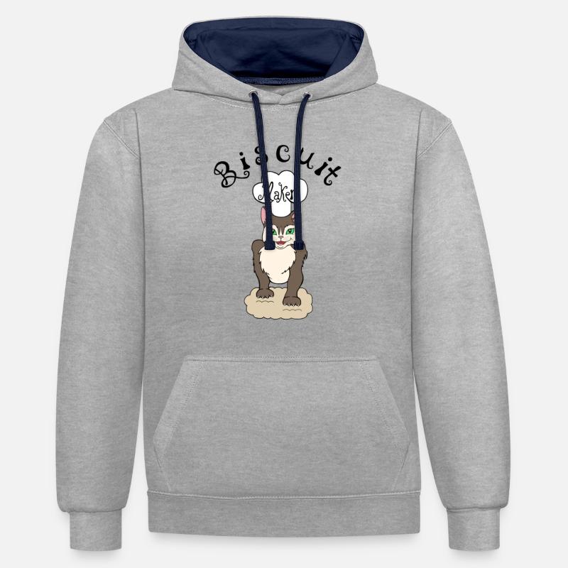 Cat Making Biscuits Maker Cat - Contrast hoodie - heather grey/navy