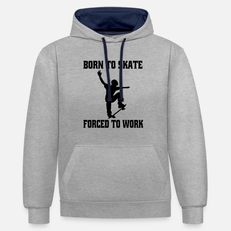 Skateboard Skating Skateboarding Longboard Skater - Sweat à capuche contrasté - gris chiné/bleu marine