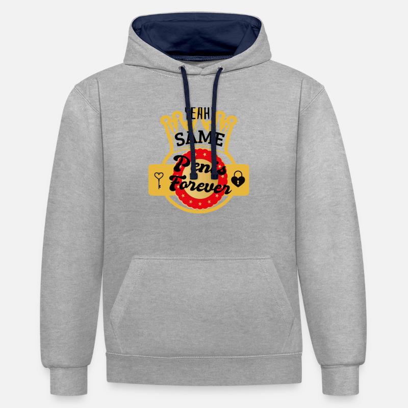 Same Penis Forever - Kontrast-Hoodie - Grau meliert/Navy