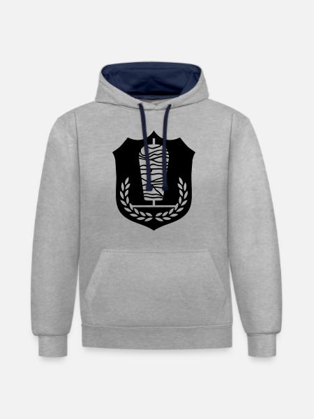 Döner coat of arms - Contrast hoodie - heather grey/navy