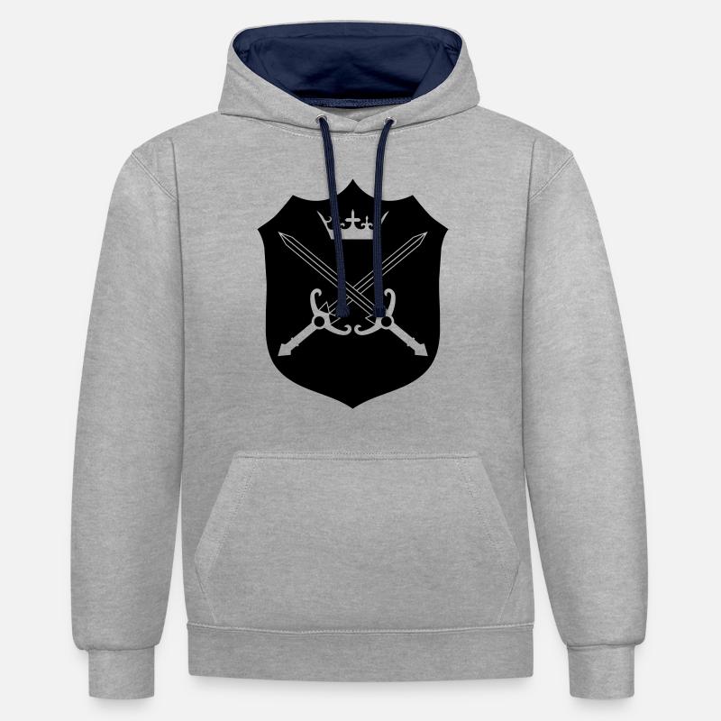 Épées - Sweat à capuche contrasté - gris chiné/bleu marine