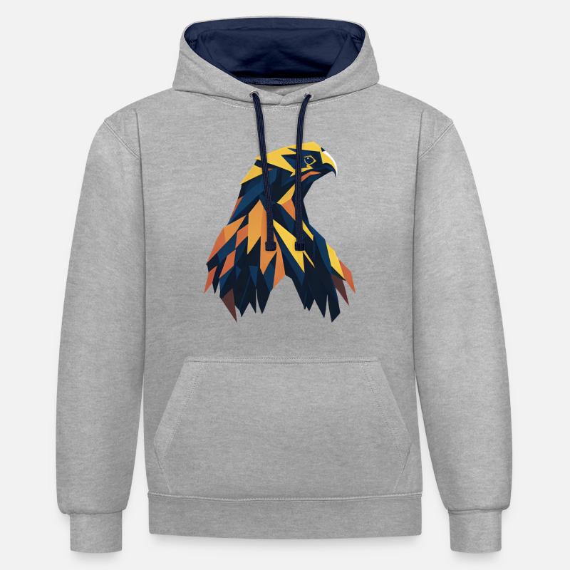 Aigle abstrait - Sweat à capuche contrasté - gris chiné/bleu marine