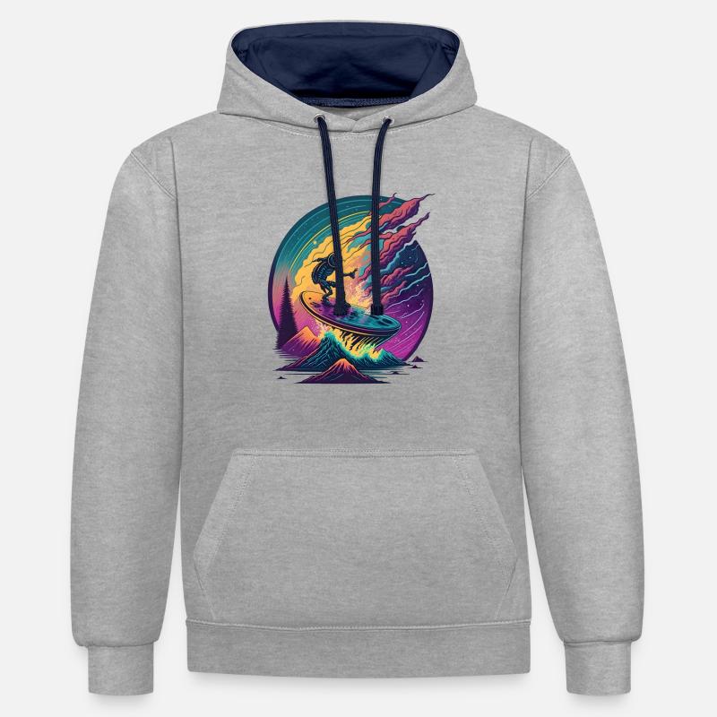 Surfeur Galactique - Sweat à capuche contrasté - gris chiné/bleu marine
