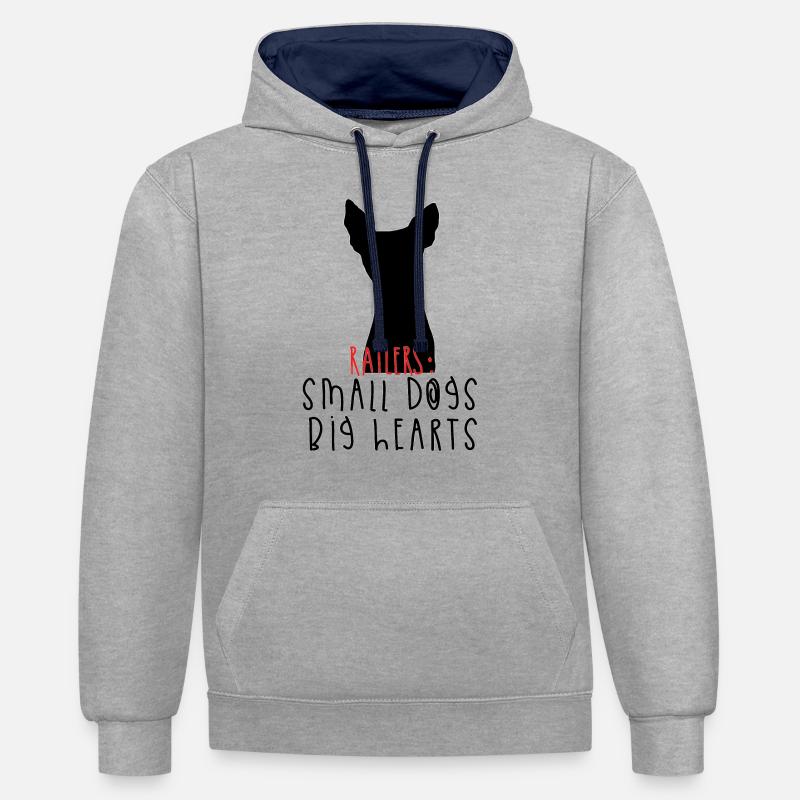 Ratlers petits chiens grands cœurs - Sweat à capuche contrasté - gris chiné/bleu marine