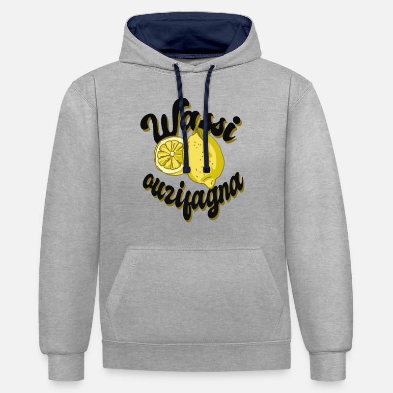 Wassi ouzifagna - Sweat à capuche contrasté - gris chiné/bleu marine