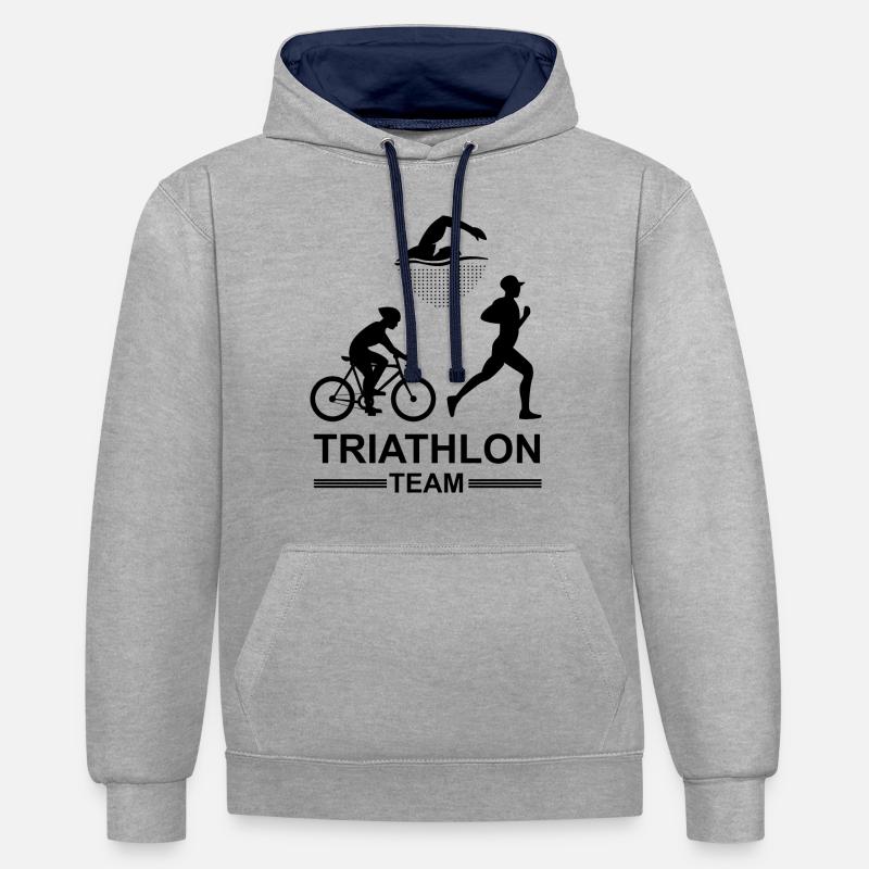 Crypto Bitcoin Trading - Sweat à capuche contrasté - gris chiné/bleu marine