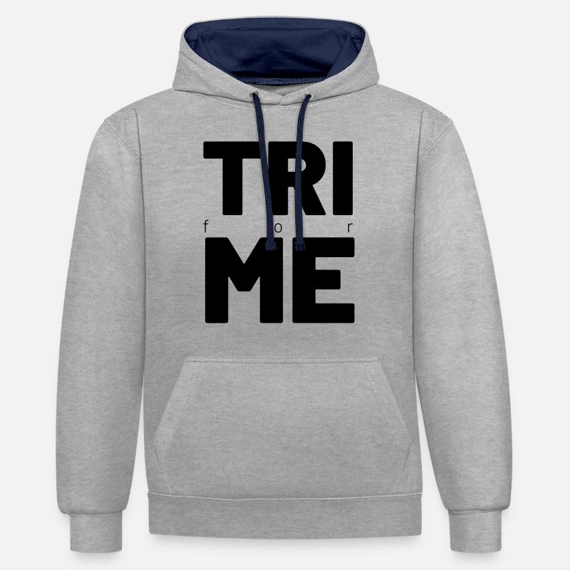 TRI pour moi - Sweat à capuche contrasté - gris chiné/bleu marine