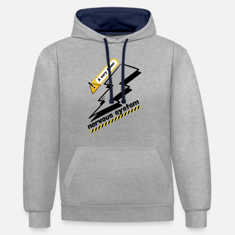 Angespanntes Nervensystem - Kontrast-Hoodie - Grau meliert/Navy