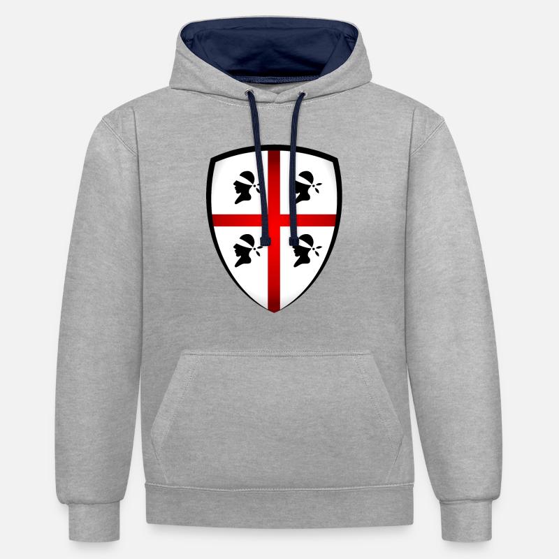 Armoiries modernes de la Sardaigne - Sweat à capuche contrasté - gris chiné/bleu marine