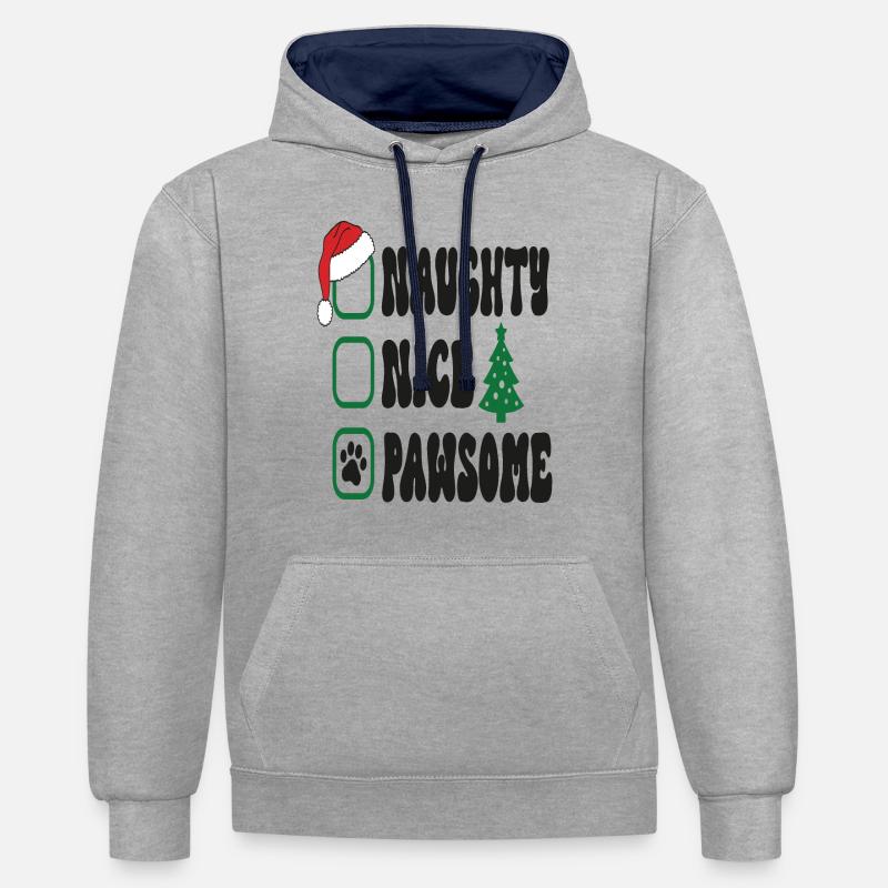 Coquine Gentil Pawsome - Sweat à capuche contrasté - gris chiné/bleu marine