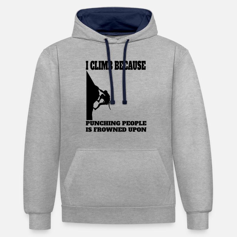 Grimpeur, Alpinisme, Alpinisme, Escalade - Sweat à capuche contrasté - gris chiné/bleu marine