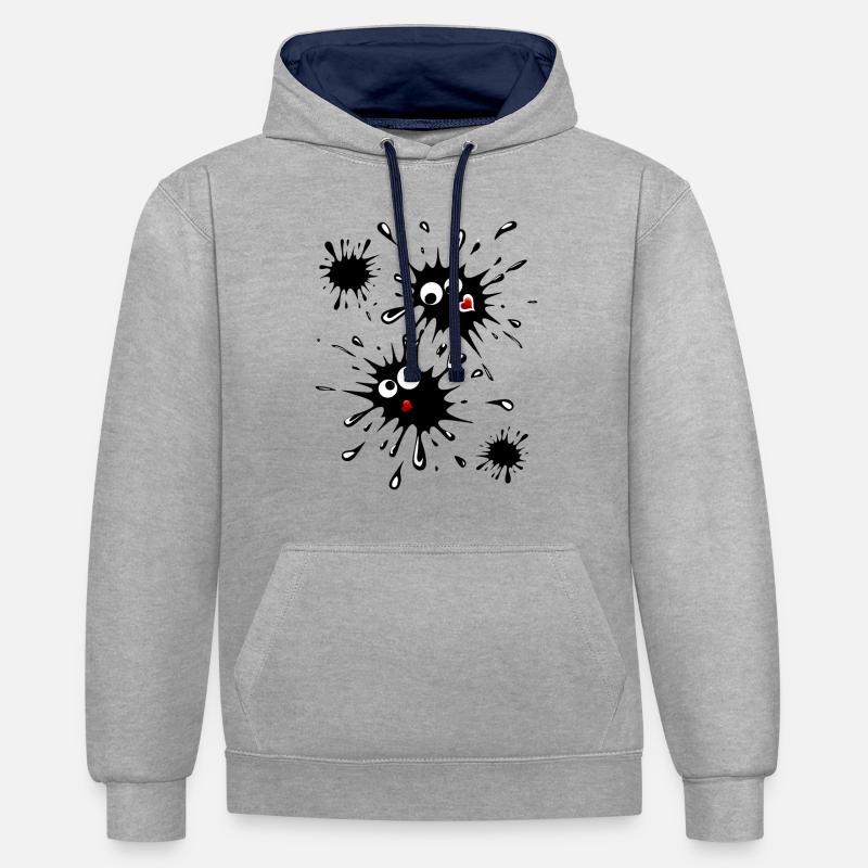 Paire d’objets blob - Sweat à capuche contrasté - gris chiné/bleu marine