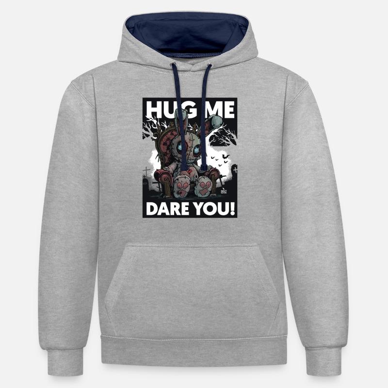 Je déteste Pâques 2 ! - Sweat à capuche contrasté - gris chiné/bleu marine