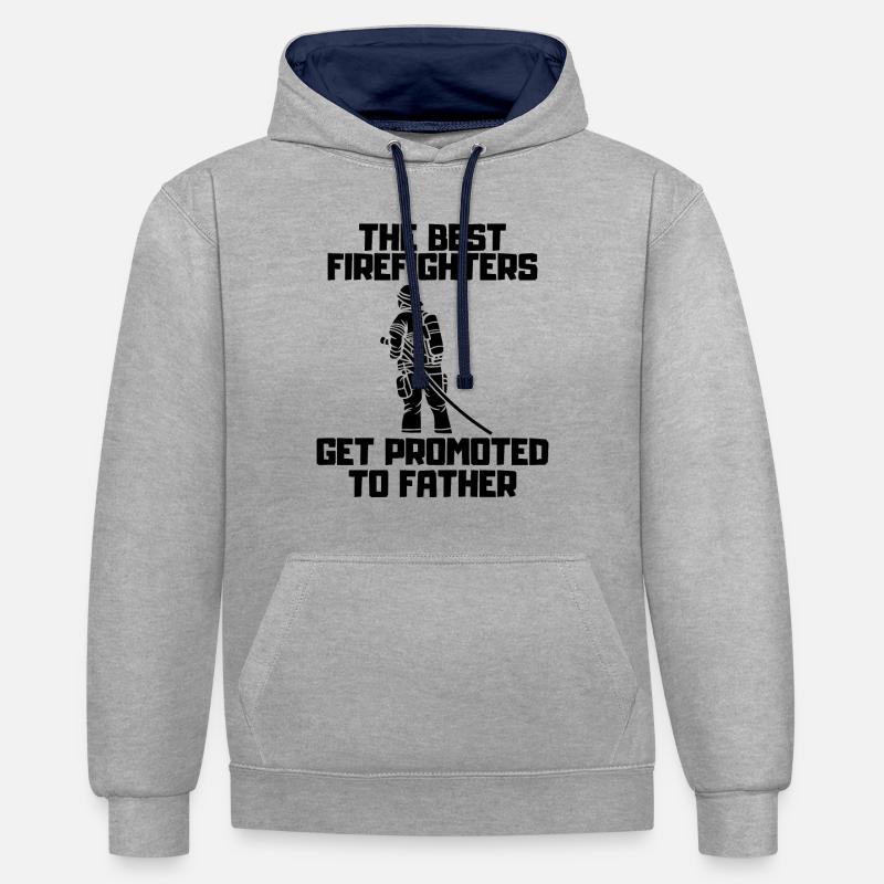 Pompier Profession Passion Pompier Papa - Sweat à capuche contrasté - gris chiné/bleu marine