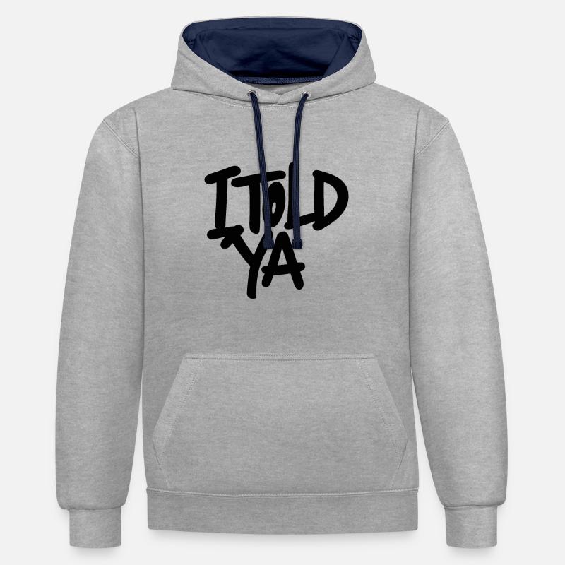 JE VOUS L’AI DIT - Sweat à capuche contrasté - gris chiné/bleu marine