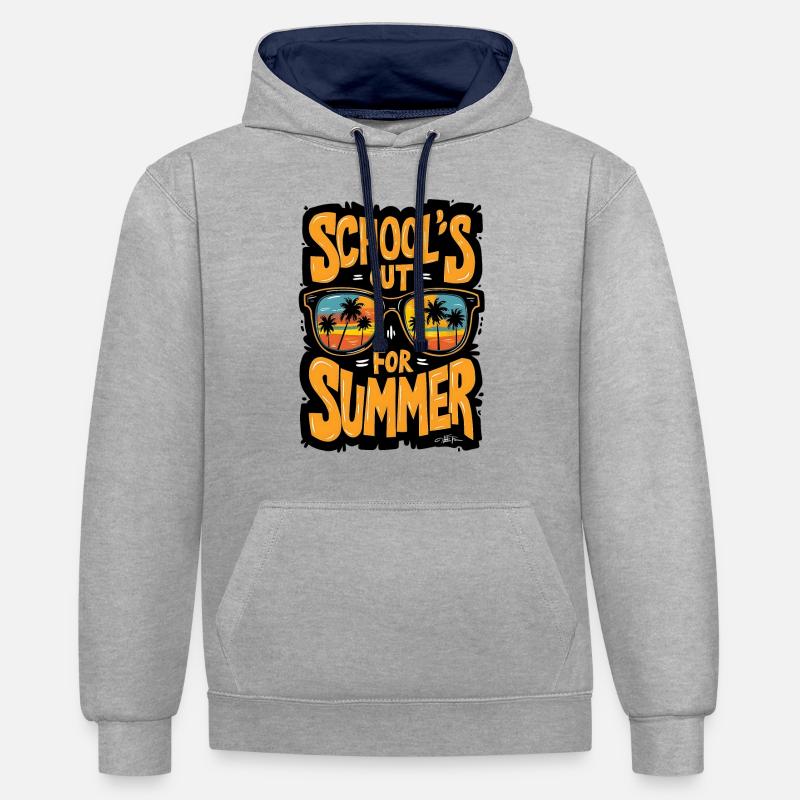 Heure d’été prête pour l’école - Sweat à capuche contrasté - gris chiné/bleu marine