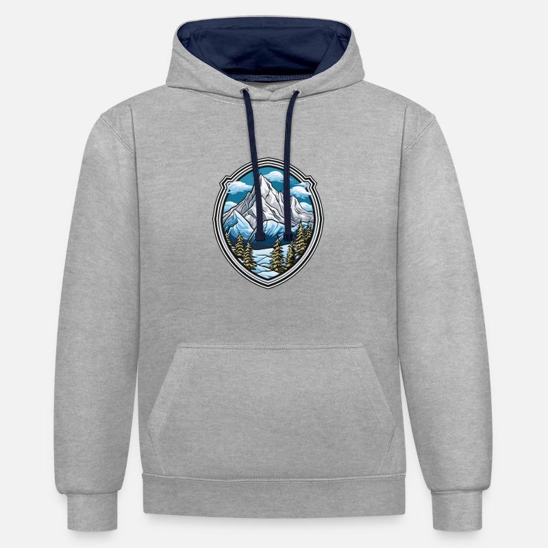 Mountains 2 - Contrast hoodie - heather grey/navy