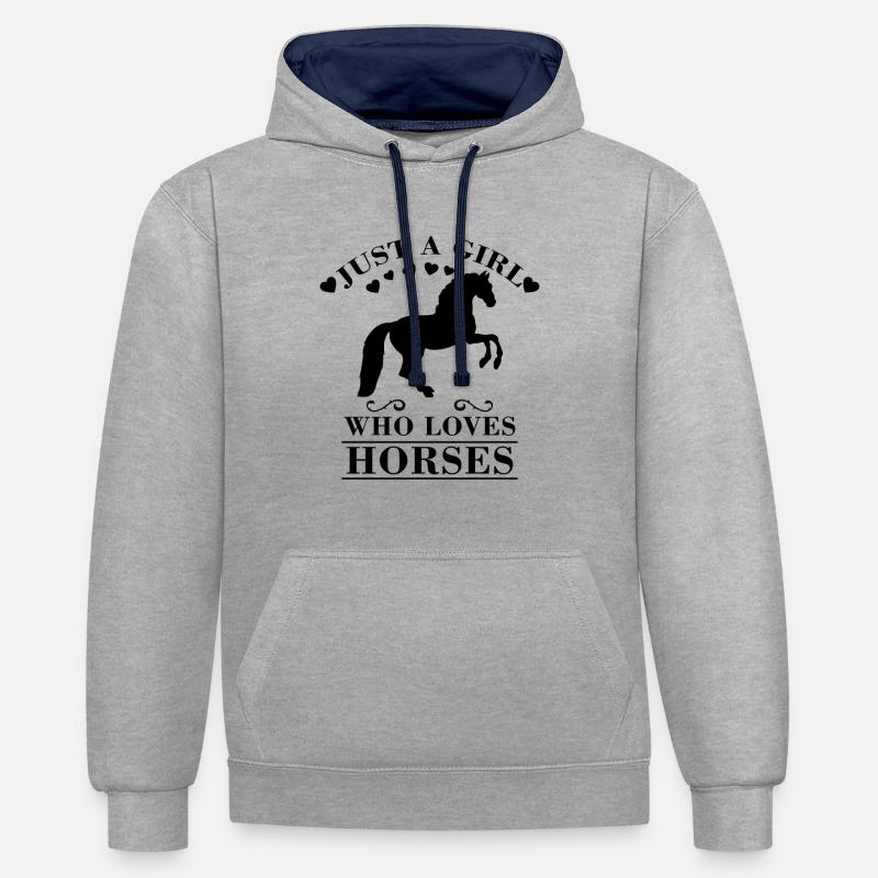 Drôle de dicton de cheval - Sweat à capuche contrasté - gris chiné/bleu marine