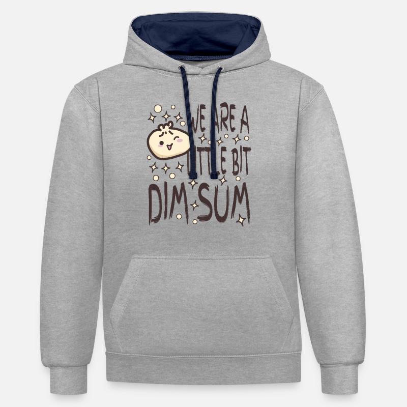 Un peu de dim sum - Sweat à capuche contrasté - gris chiné/bleu marine