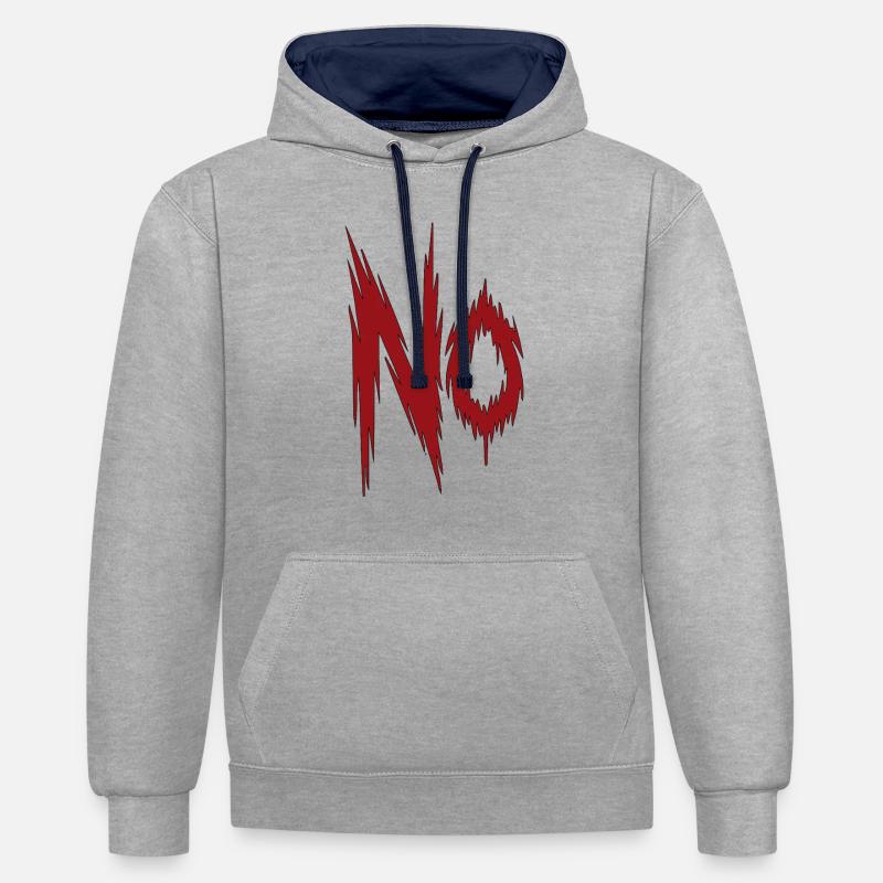 REFUSER - Sweat à capuche contrasté - gris chiné/bleu marine