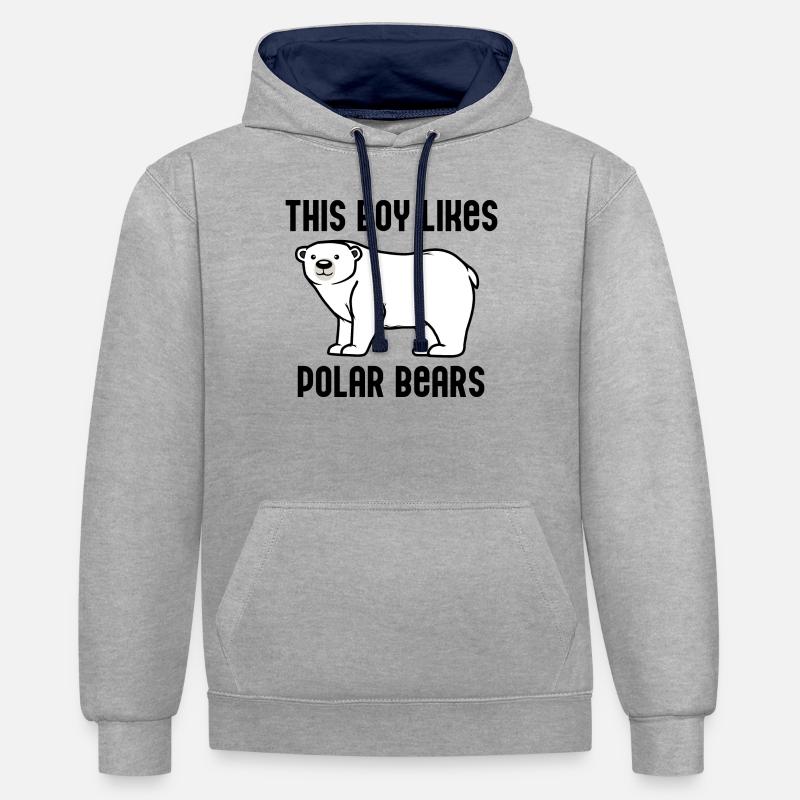 Ironischer Spruch „Nette Eisbären“ - Kontrast-Hoodie - Grau meliert/Navy