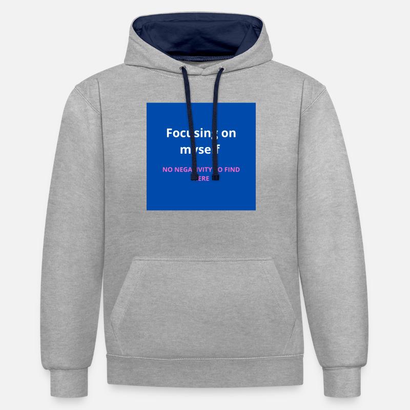 Se concentrer sur moi-même - Sweat à capuche contrasté - gris chiné/bleu marine
