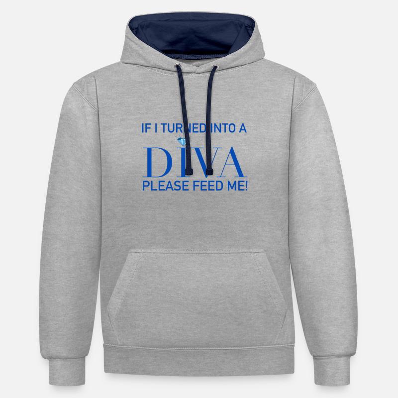 diva - Sweat à capuche contrasté - gris chiné/bleu marine