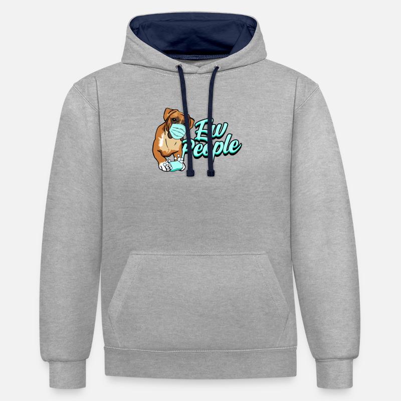 Ew People - vétérinaire - Sweat à capuche contrasté - gris chiné/bleu marine