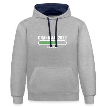 Promu Grand-mère 2023 Großmutter Oma - Sweat à capuche contrasté - gris chiné/bleu marine - Devant - Liana (172cm) & Jaron (178cm)