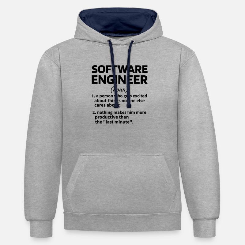 Softwareingenieur Software Engineer Techniker - Sweat à capuche contrasté - gris chiné/bleu marine